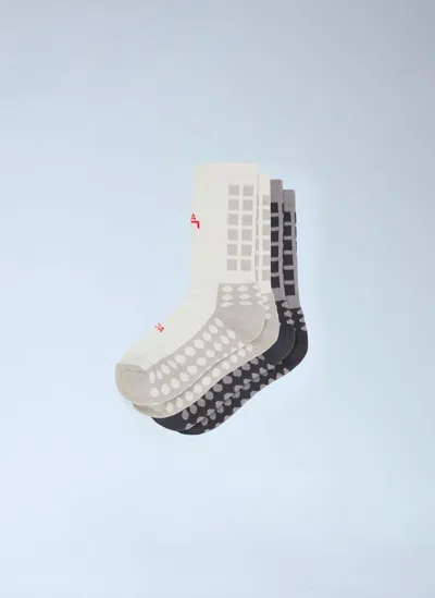 A-cold-wall* Set Of Two Logo Jacquard Socks In Neutral