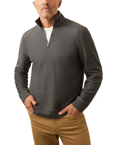 Faherty Textured Knit Quarter Zip Sweater In Black