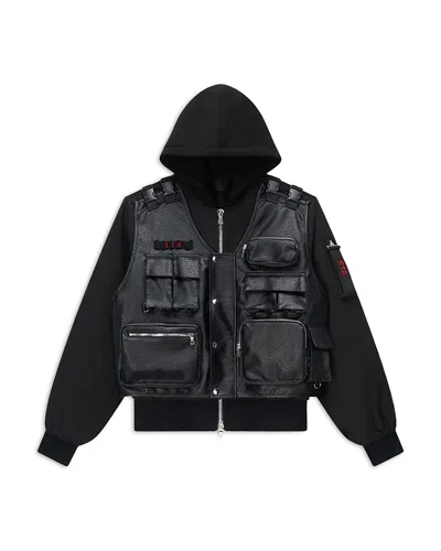 Rta Matte Black Tactical Bomber Jacket In Black