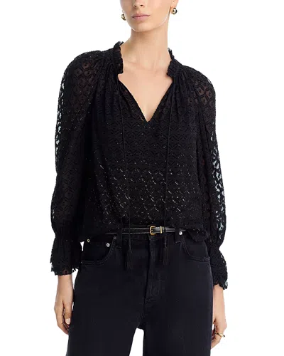 Veronica Beard Metallic Maxime Blouse In Black