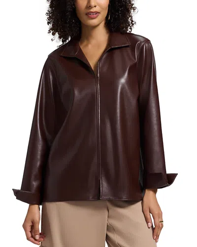 Foxcroft Agnes Faux Leather Shirt In Brown