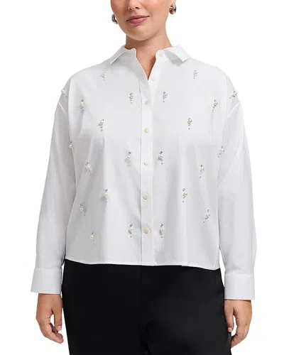 Foxcroft Plus Marina Pearl Shirt In White