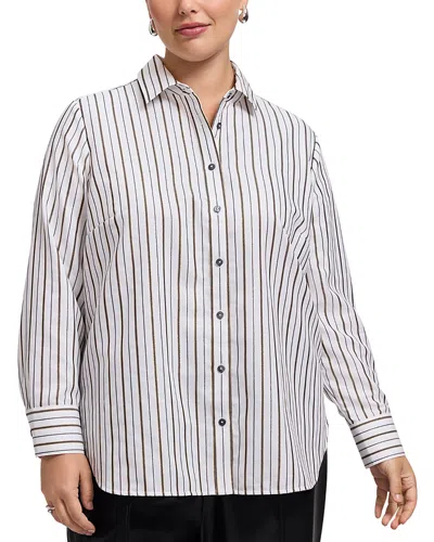 Foxcroft Plus Meghan Metallic Shirt In White