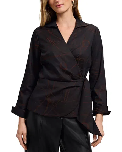 Foxcroft Salina Print Wrap Shirt In Brown