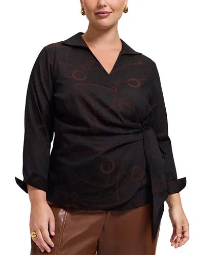 Foxcroft Plus Salina Wrap Top In Black