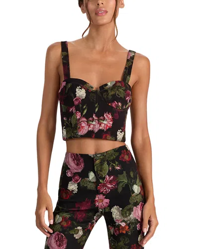 Alice And Olivia Jeanna Bustier Smocked Back Cropped Top Be Still In Black