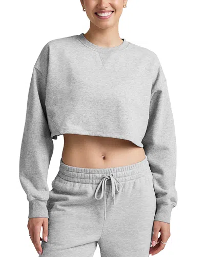 Beyond Yoga Luxe Fleece Cropped Sweatshirt In Gray