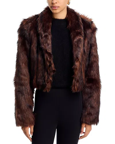 Nonchalant Label Uma Faux Fur Jacket In Brown