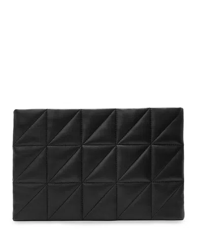 Allsaints Bettina Small Quilted Leather Clutch In Black