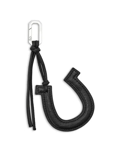 Allsaints Leather Horseshoe Keyring In Black