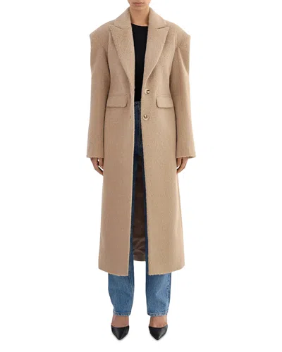 Lamarque Peak Lapel Coat In Brown