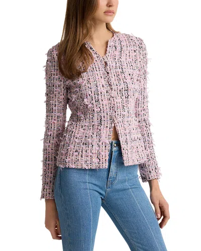 St John Paper Eyelash Button Tweed Jacket In Pink