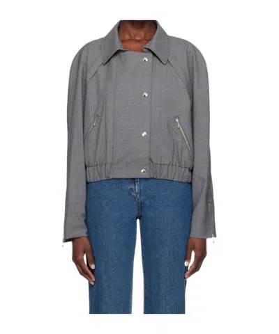 Paris Georgia Cropped Casual Jacket In Gray