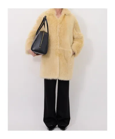 Loulou De Saison Ruben Spread-collar Lamb-fur Coat In Yellow