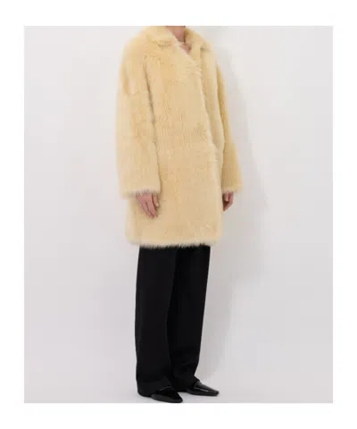 Loulou De Saison Ruben Spread-collar Lamb-fur Coat In Yellow
