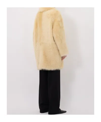 Loulou De Saison Ruben Spread-collar Lamb-fur Coat In Yellow