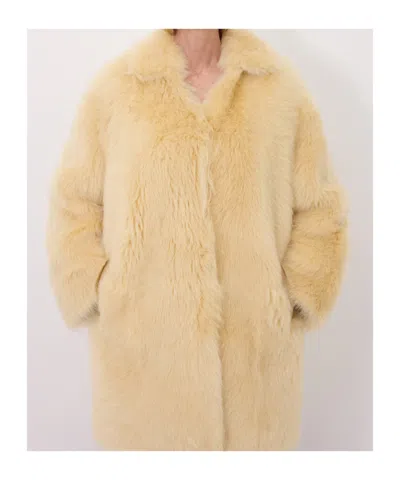 Loulou De Saison Ruben Spread-collar Lamb-fur Coat In Yellow