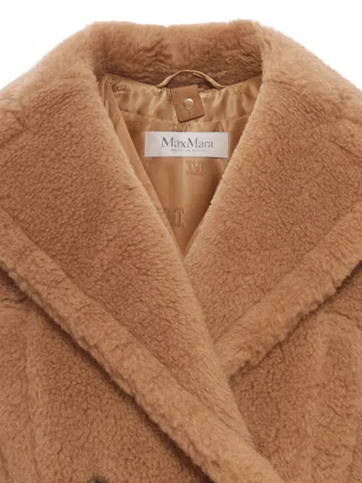 Max Mara Camel Teddy Santos 2-in-1 Cropped Gilet In Brown