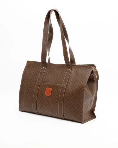 Celine Céline Macadam Tote Bag In Brown