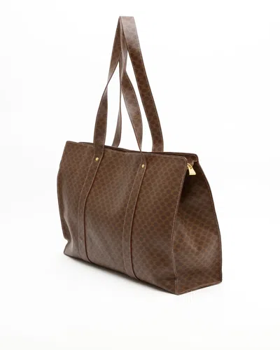 Celine Céline Macadam Tote Bag In Brown