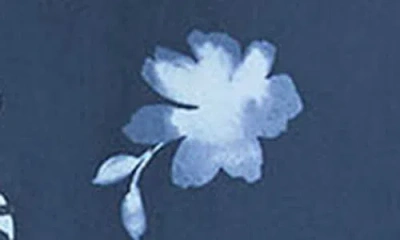 Vince Cascading Floral Short Sleeve Button-up Shirt In Blue