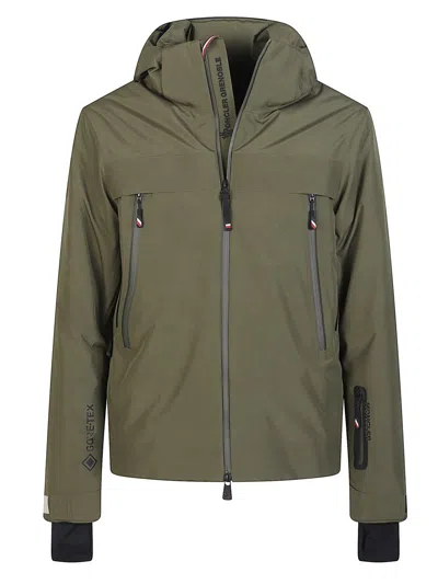 Moncler Zip-up Hooded Jacket In Green