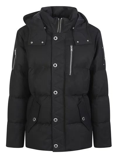 Moose Knuckles High-collar Padded Jacket With Detachable Hood And Adjustable Cuffs In Black