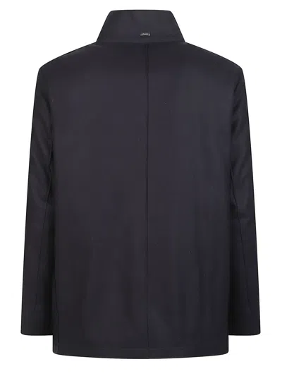 Herno Tailored Black Wool Blend Coat In Black