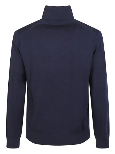 Michael Kors Breathable Turtleneck Sweater Ribbed Trims In Blue