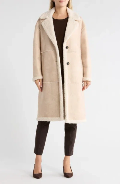Bcbgeneration Faux Shearling Lined Faux Suede Coat In Neutral