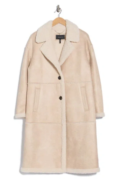 Bcbgeneration Faux Shearling Lined Faux Suede Coat In Neutral