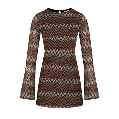 Thisisu Collection Women's Mindy Zigzag Metallic Mini Dress - Multi-coloured In Brown