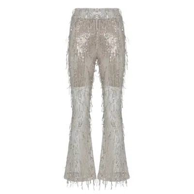 Thisisu Collection Women's Sylvie Sequin Fringe Pant - Silver In Silver