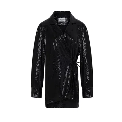 Thisisu Collection Women's Camilla Sequin Shirt Dress - Black In Black