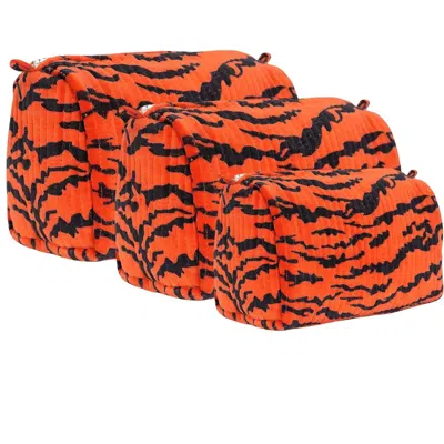 Conscious Yoga Collective The Tiger Velvet Three Piece Travel Set In Orange In Orange