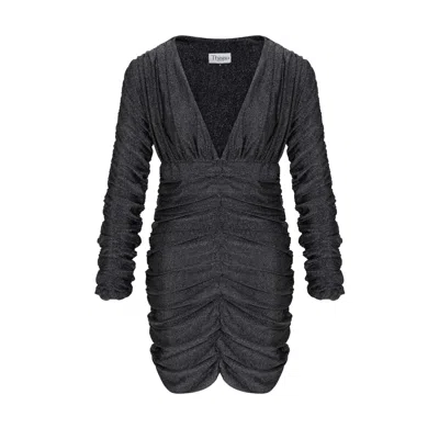 Thisisu Collection Women's Silver Pearl Shimmer Drape Mini Dress - Metallic In Silver