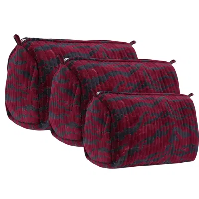 Conscious Yoga Collective The Tiger Velvet Three Piece Travel Set In Red In Red