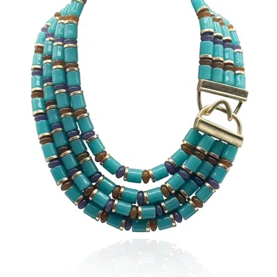 Michael Nash Jewelry Women's Blue / Purple Zita Multi Strand Turquoise Multi Color Resin Necklace In Blue