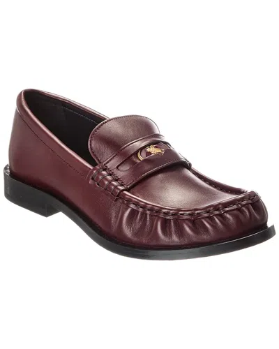 Burberry Cadet Grained Calf Leather Penny Loafers In Burgundy