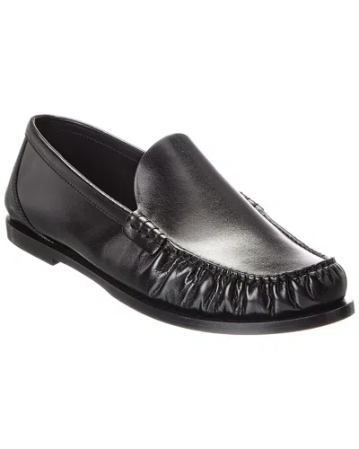 Saint Laurent Laurent Ruched Detail Flat Sole Loafers In Black