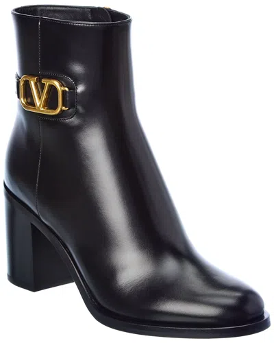 Valentino Garavani Valentino Vlogo 75 Leather Bootie In Black