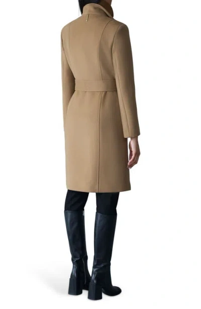 Mackage Norita Belted Double Face Wool Coat With Wool Blend Bib In Brown