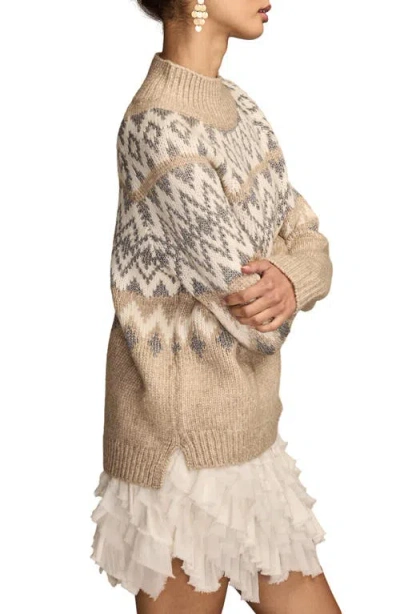 Lucky Brand Fair Isle Mock Neck Sweater In Neutral