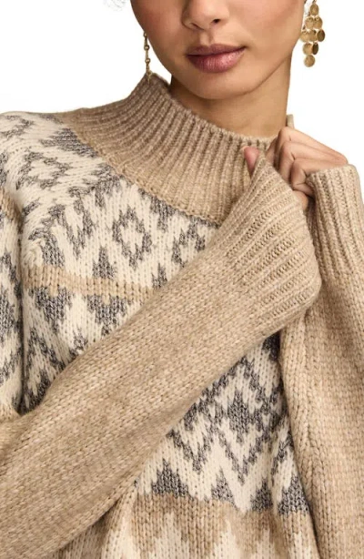 Lucky Brand Fair Isle Mock Neck Sweater In Neutral