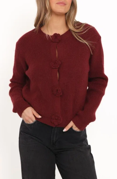 Petal And Pup Petal & Pup Jones Rosette Cardigan In Burgundy