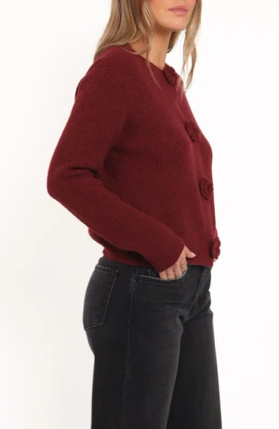 Petal And Pup Petal & Pup Jones Rosette Cardigan In Burgundy