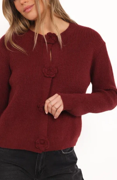Petal And Pup Petal & Pup Jones Rosette Cardigan In Burgundy