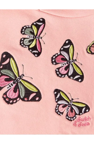 Scotch & Soda Kids' Embroidered Bubble Hem Hoodie In Pink