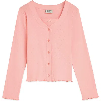 Scotch & Soda Kids' 2fer Pointelle Cardigan & Sweater Tank Set In Pink