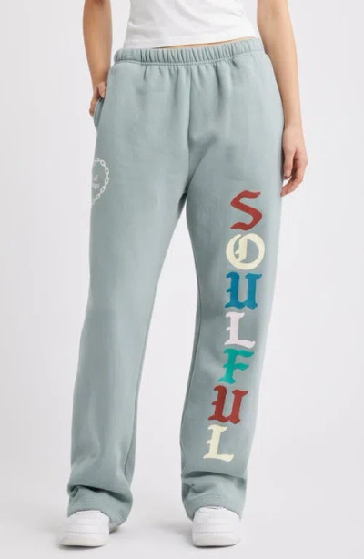 The Mayfair Group Soulful Cotton Blend Wide Leg Sweatpants In Blue